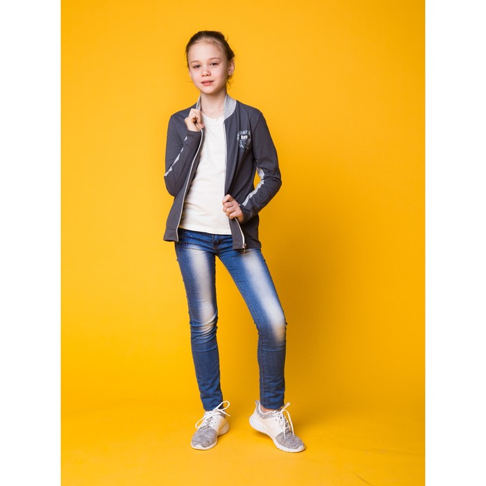 Джемпер для девочки, рост 158 см (84), цвет тёмно-серый/серый меланж (арт. Д 1944-П_П)