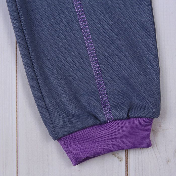 Брюки для девочки, рост 68 см (44), цвет тёмно-серый/сиреневый (арт. Д 07188/8_М)