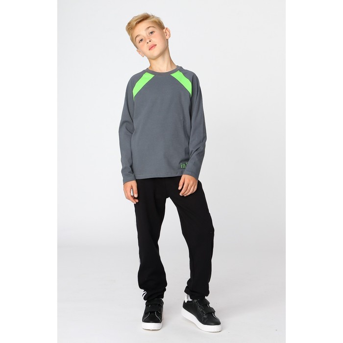 Джемпер для мальчика, рост 134 см (68), цвет тёмно-серый/зелёное яблоко (арт. Д 08245/1-П_Д)