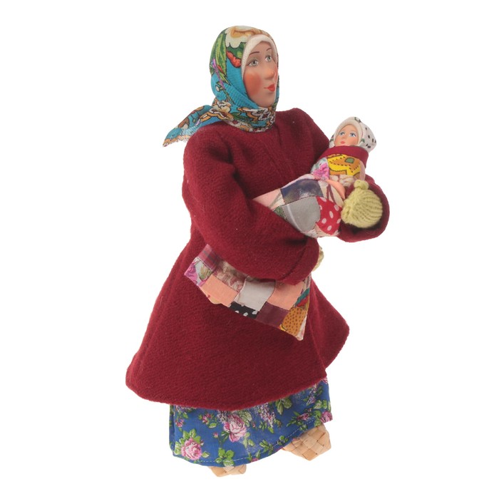 Сувенирная кукла "Марья в коротайке с ребёнком", МИКС