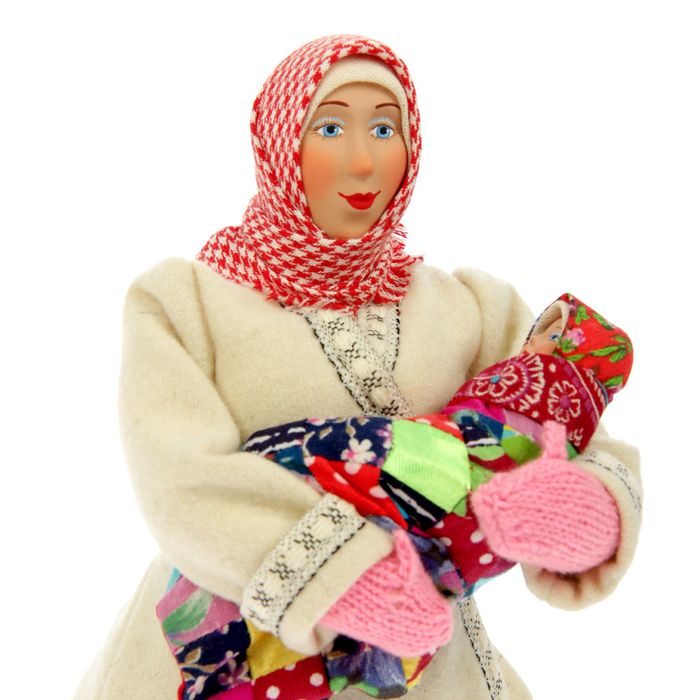 Сувенирная кукла "Марья в коротайке с ребёнком", МИКС