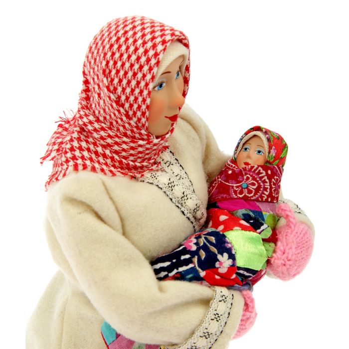 Сувенирная кукла "Марья в коротайке с ребёнком", МИКС