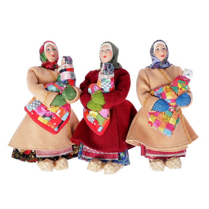 Сувенирная кукла "Марья в коротайке с ребёнком", МИКС