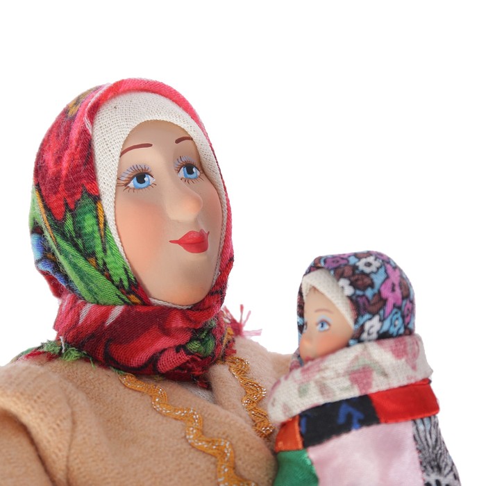 Сувенирная кукла "Марья в коротайке с ребёнком", МИКС