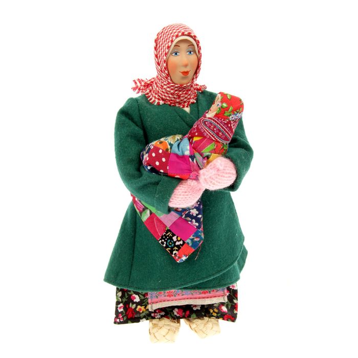 Сувенирная кукла "Марья в коротайке с ребёнком", МИКС