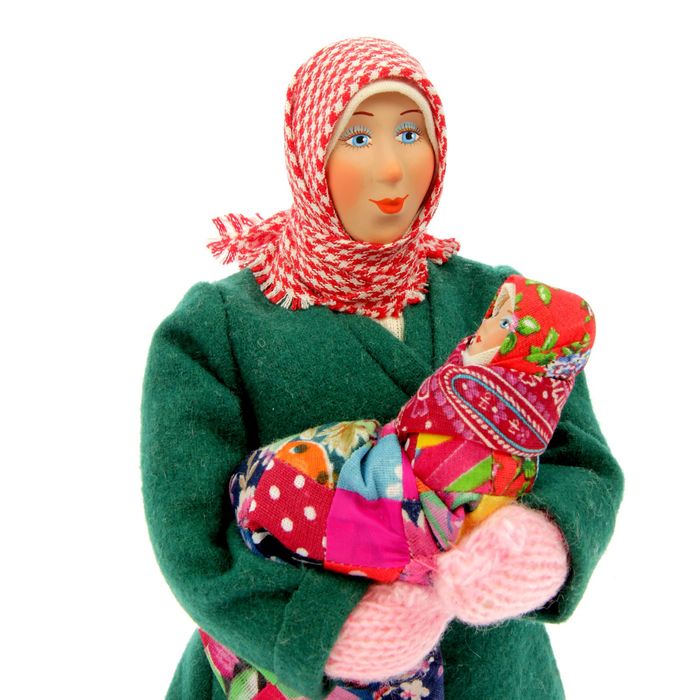 Сувенирная кукла "Марья в коротайке с ребёнком", МИКС