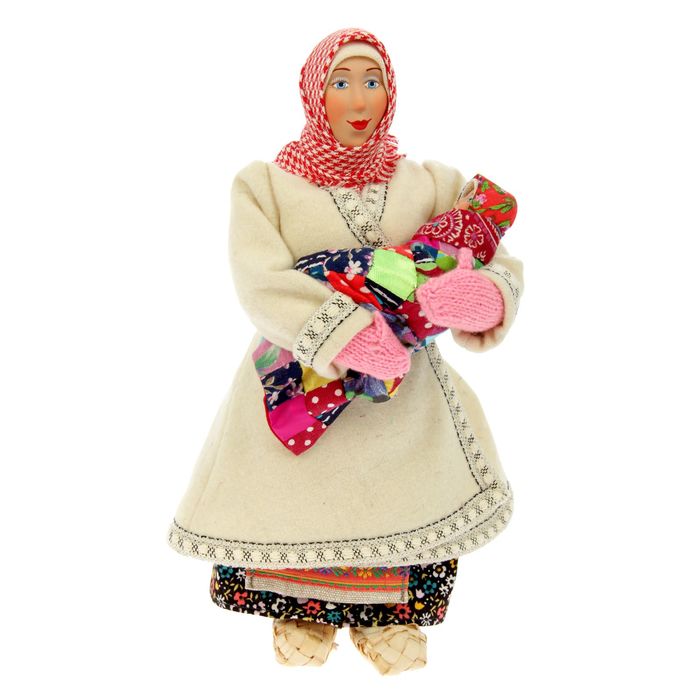 Сувенирная кукла "Марья в коротайке с ребёнком", МИКС