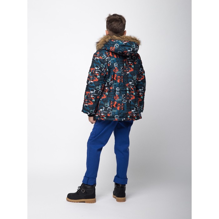 Куртка для мальчика, рост 128 см, принт, цвет серый (арт. М12-33_Д)