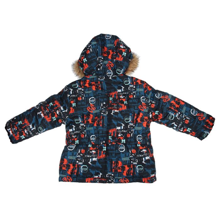 Куртка для мальчика, рост 128 см, принт, цвет серый (арт. М12-33_Д)