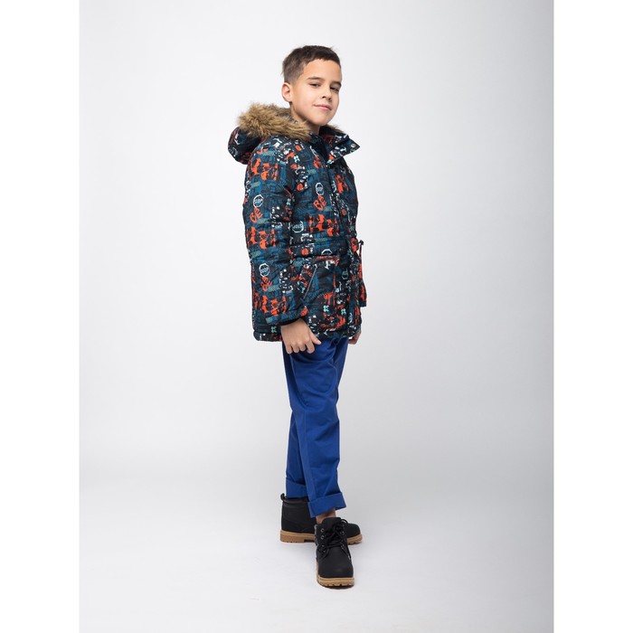 Куртка для мальчика, рост 146 см, принт, цвет серый (арт. М12-36_Д)
