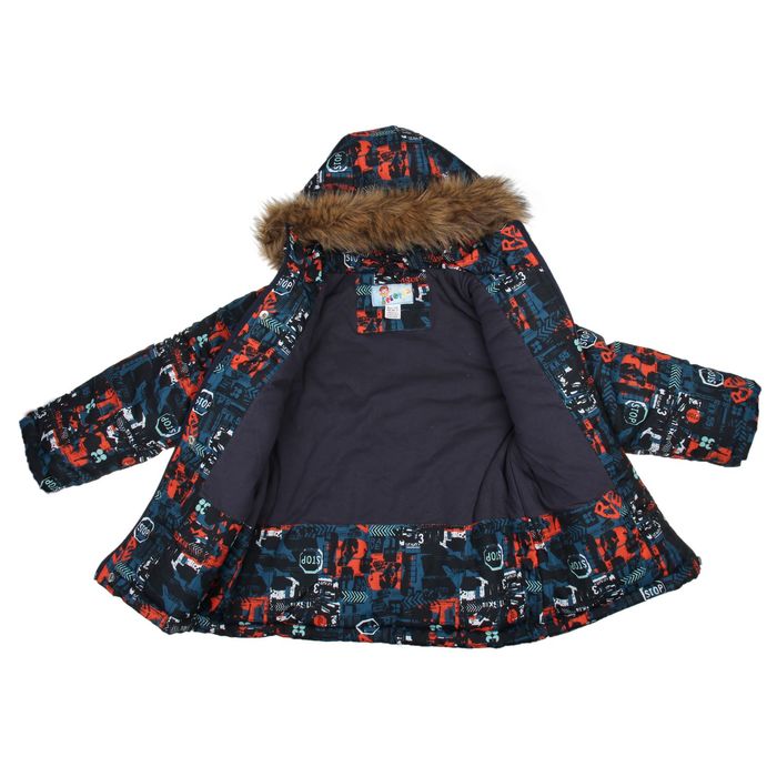 Куртка для мальчика, рост 146 см, принт, цвет серый (арт. М12-36_Д)