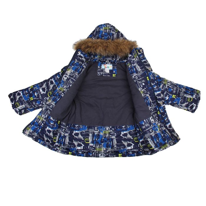 Куртка для мальчика, рост 146 см, принт, цвет синий (арт. М12-54_Д)