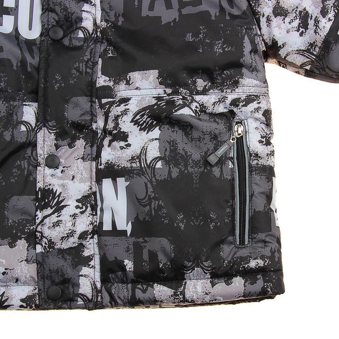 Куртка для мальчика, рост 128 см, принт, цвет черный (арт. М14-15_Д)