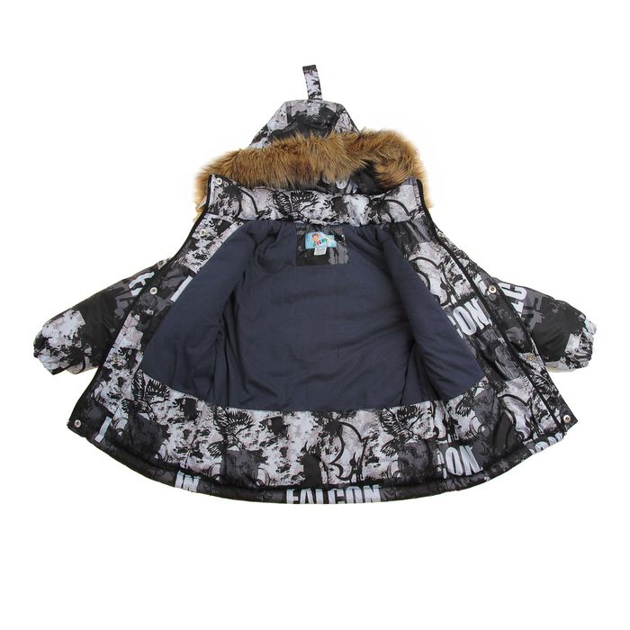 Куртка для мальчика, рост 128 см, принт, цвет черный (арт. М14-15_Д)