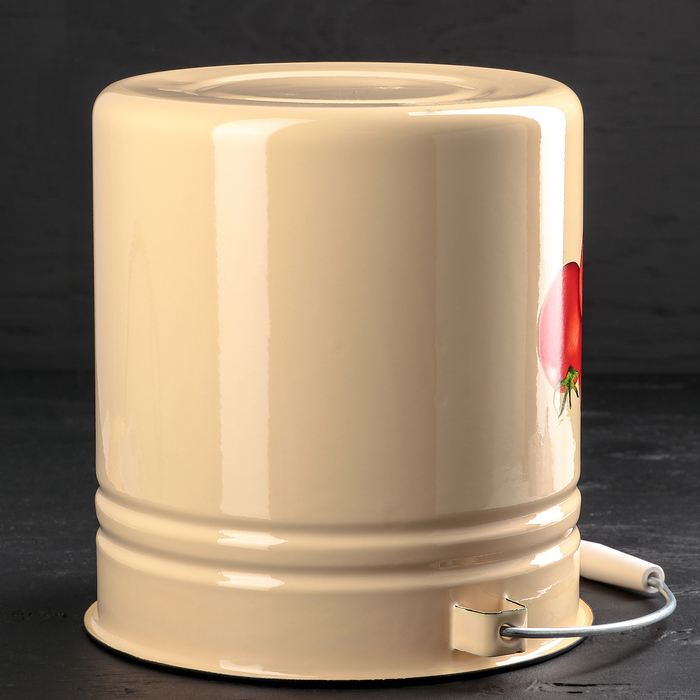 Ведро цельнотянутое 12 л, с крышкой, декор, палевое