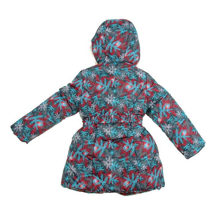 Пальто для девочки, рост 134 см, принт, цвет бирюзовый (арт. Д20-58_Д)