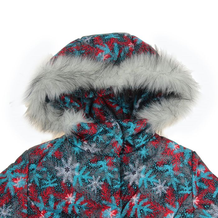 Пальто для девочки, рост 146 см, принт, цвет бирюзовый (арт. Д20-60_Д)