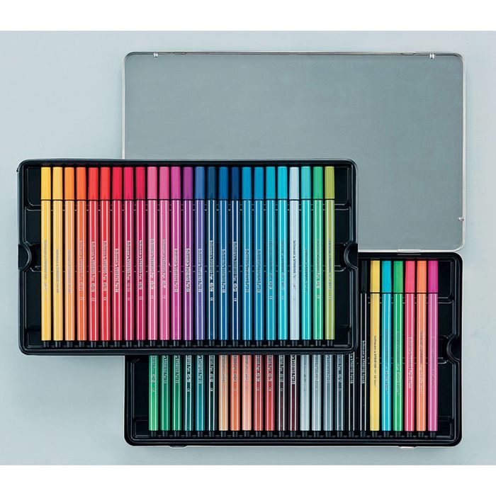 Фломастеры профессиональные 50 цветов Stabilo 6850-6 металлический футляр