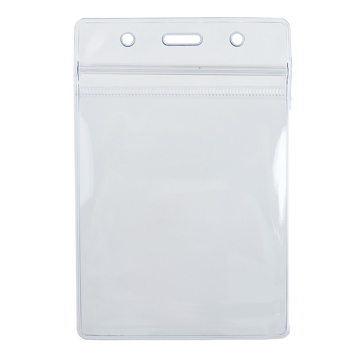 Бейдж-карман вертикальный, (внешний 110 х 70 мм, внутренний 80 х 65 мм), 20 мкр, с защёлкой зип