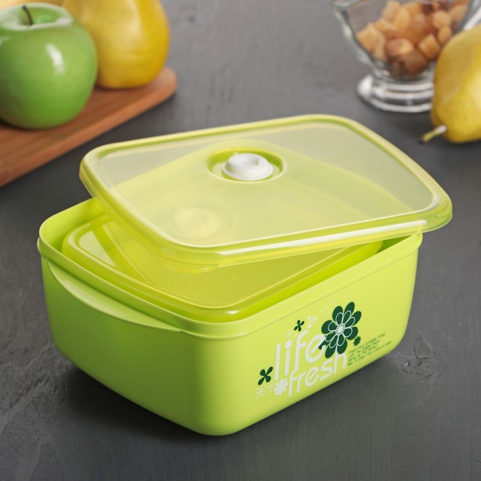 Набор ланч-боксов "Свежесть", 3 шт: 350 мл, 600 мл, 1,2 л (21х15 см/16х13 см/13х10 см), цвета МИКС