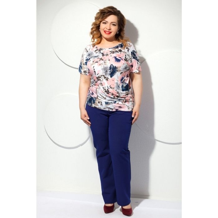 Блуза женская, размер 58, цвет розовый+серый Б-129/1