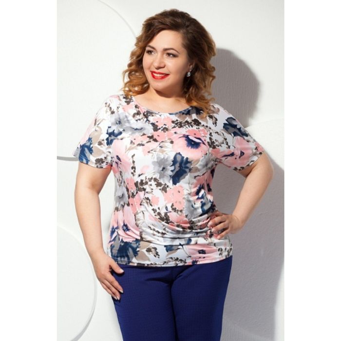 Блуза женская, размер 58, цвет розовый+серый Б-129/1