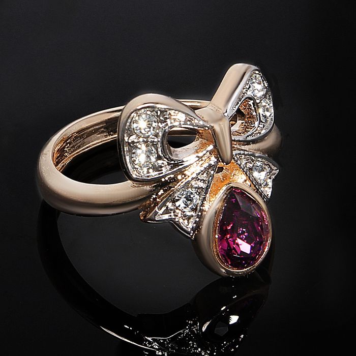 Кольцо "Киоса", размер 16, цвет бело-фиолетовый в золоте