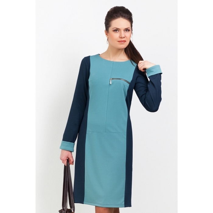 Платье женское, размер 46, цвет голубой+синий П-344/1