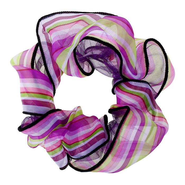 Резинка для волос "Орбита", чёрный кант, полоска, микс