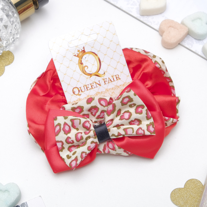 Резинка для волос "Орбита", с бантом, леопард, микс