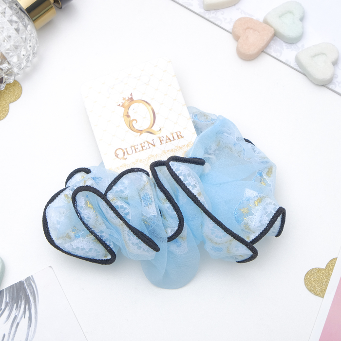 Резинка для волос "Орбита", чёрный кант, кружевные цветы, микс