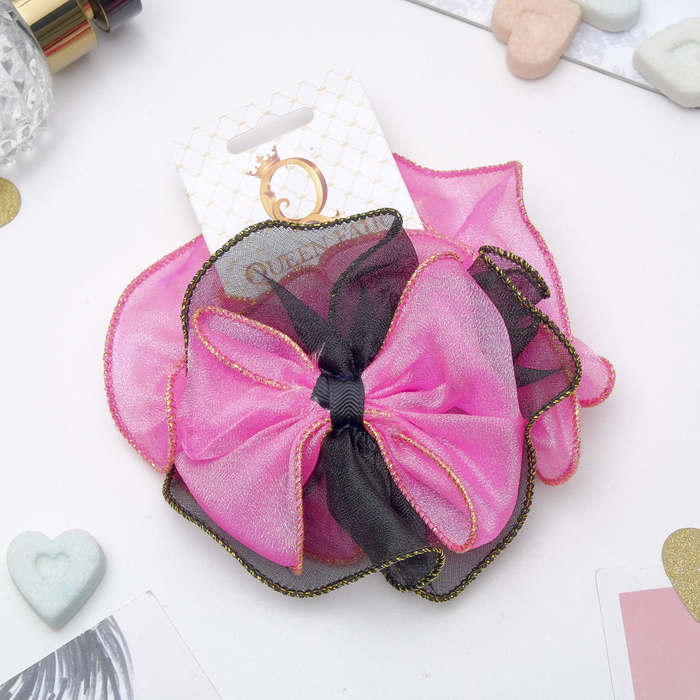 Резинка для волос "Орбита", с бантом, с золотой нитью, микс