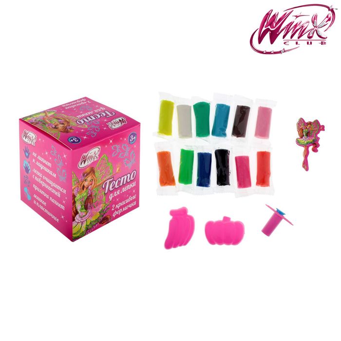 Тесто для лепки феи ВИНКС,Флора, 12 цветов по 16 гр, шприц, 2 формочки