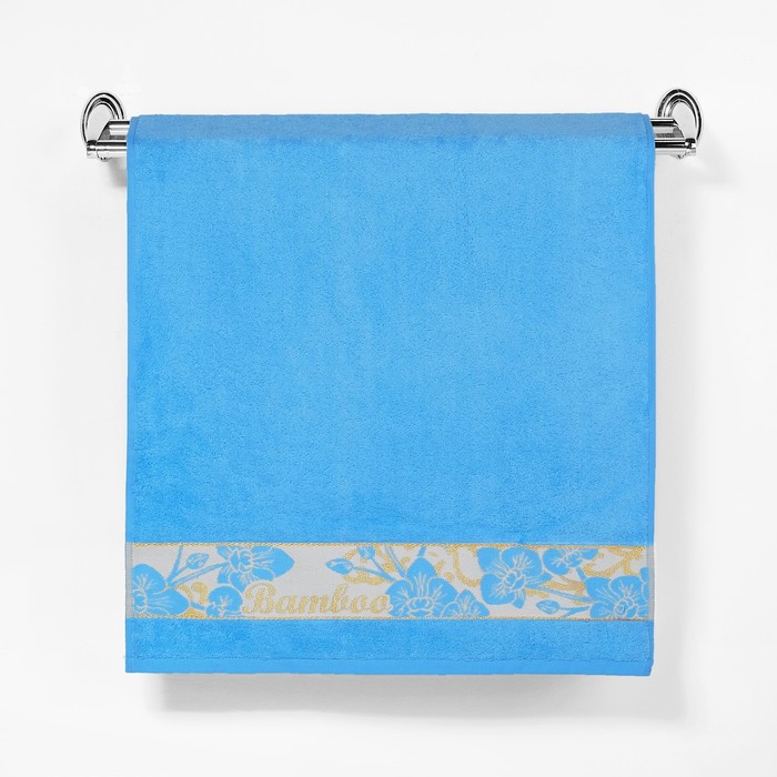 Полотенце махровое "Этель" Bamboo Blossom, голубой 50*90 см бамбук, 460 г/м2