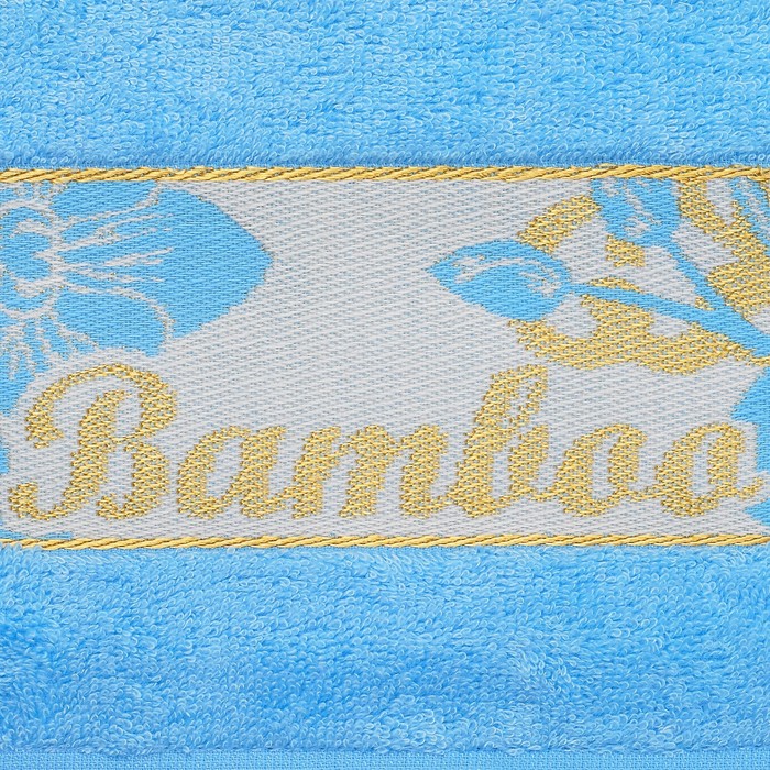 Полотенце махровое "Этель" Bamboo Blossom, голубой 70*140 см бамбук, 450 г/м2