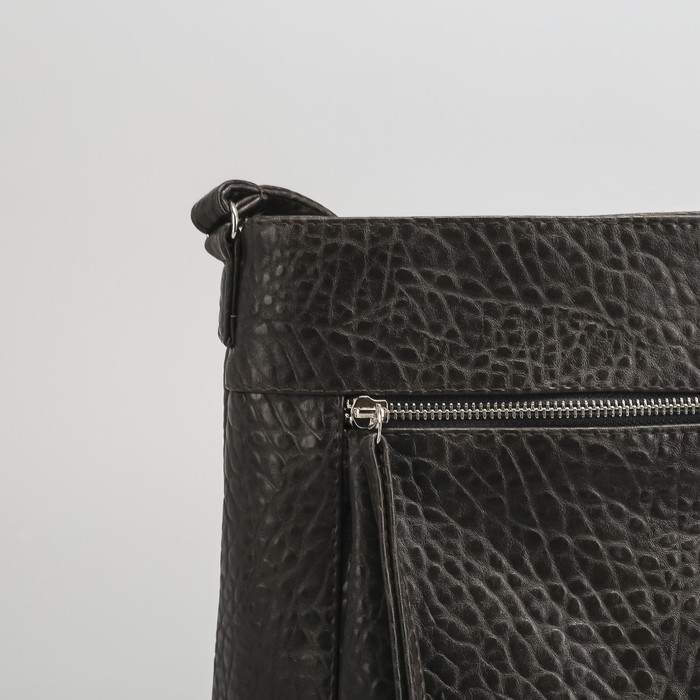 Сумка женская на молнии, 1 отдел, наружный карман, тёмно-коричневый