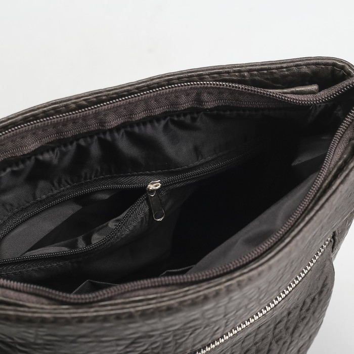 Сумка женская на молнии, 1 отдел, наружный карман, тёмно-коричневый