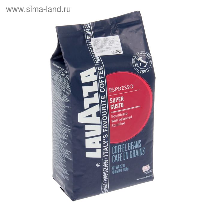 

Кофе зерновой LAVAZZA Super Gusto, средняя обжарка 1 кг