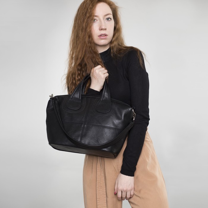 Сумка женская на молнии, 1 отдел, наружный карман, чёрный