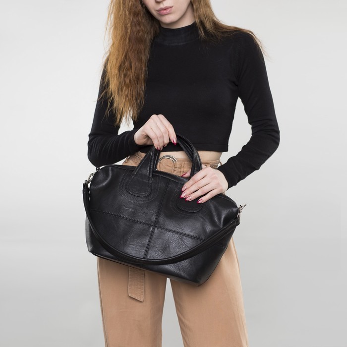 Сумка женская на молнии, 1 отдел, наружный карман, чёрный