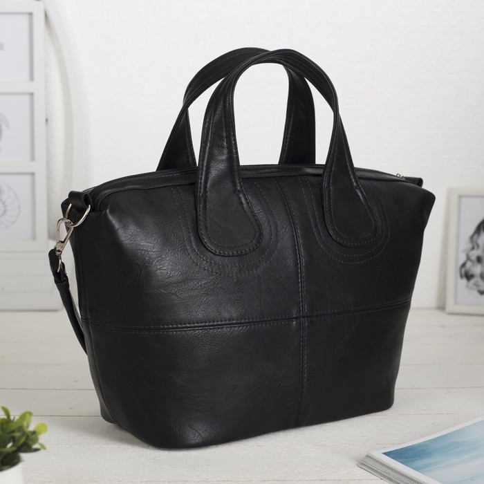 Сумка женская на молнии, 1 отдел, наружный карман, чёрный