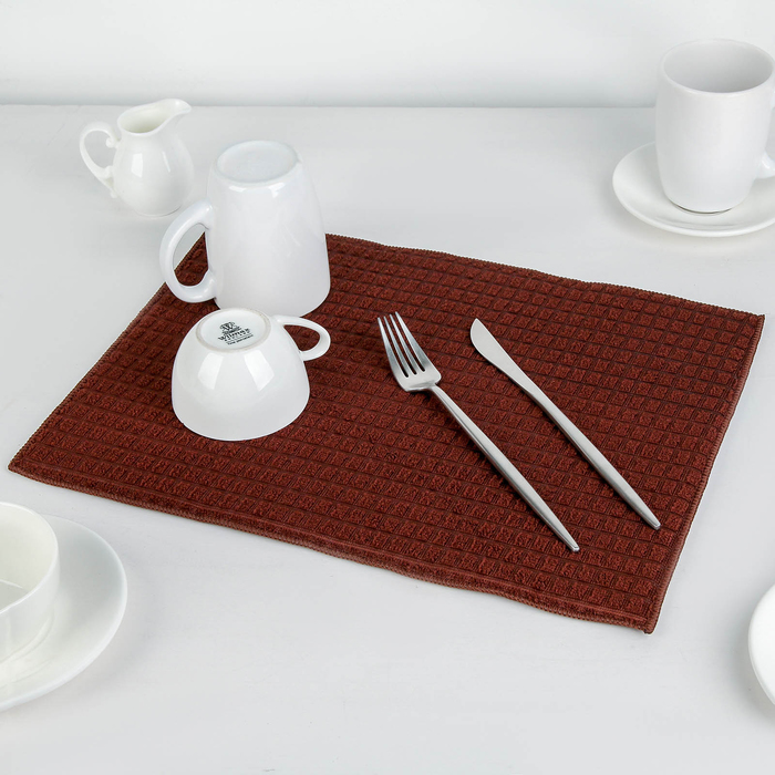 Салфетка для сушки посуды, 30х40 см, микрофибра, цвет коричневый