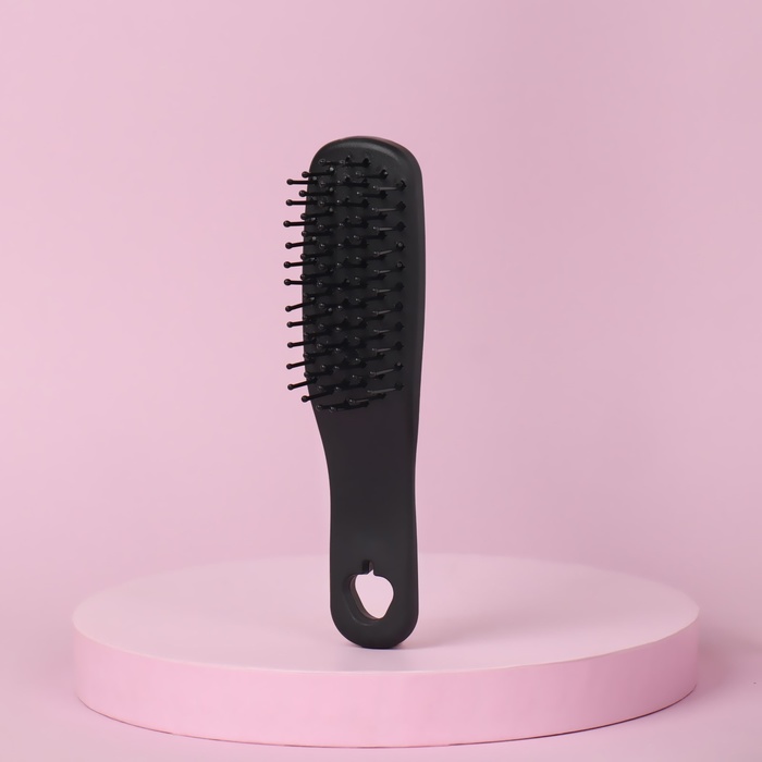 Расчёска-мини массажная, прямоугольная, цвет чёрный