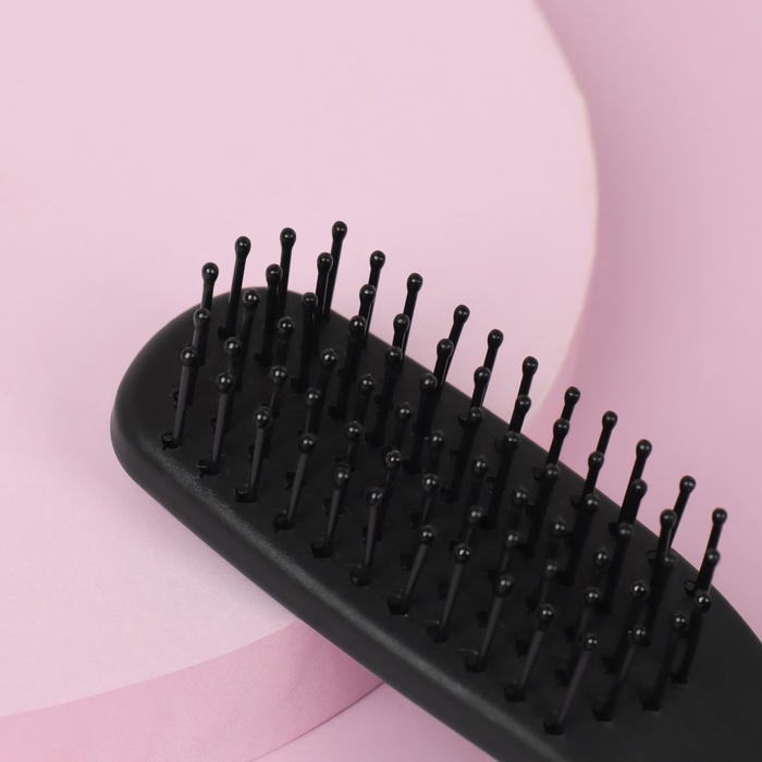 Расчёска-мини массажная, прямоугольная, цвет чёрный
