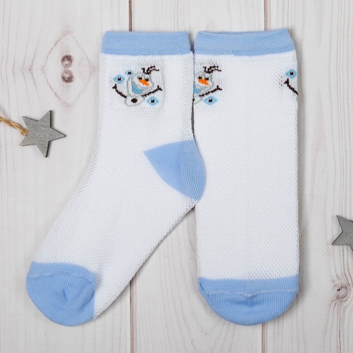 Носки детские "Олаф", Холодное сердце, 16-18 см, 4-6 лет., 80% хл.,17% п/э, 3% эл.