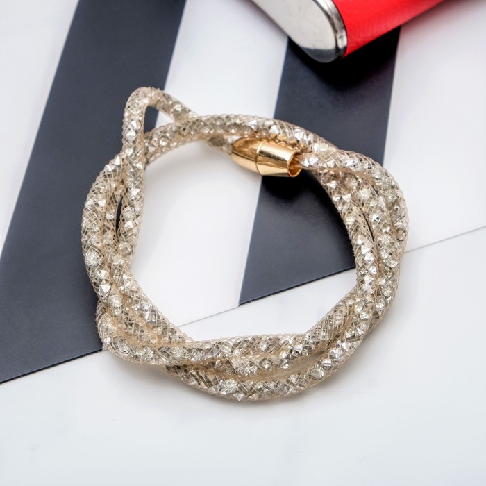 Браслет со стразами "Стардаст" тонкий, цвет золото