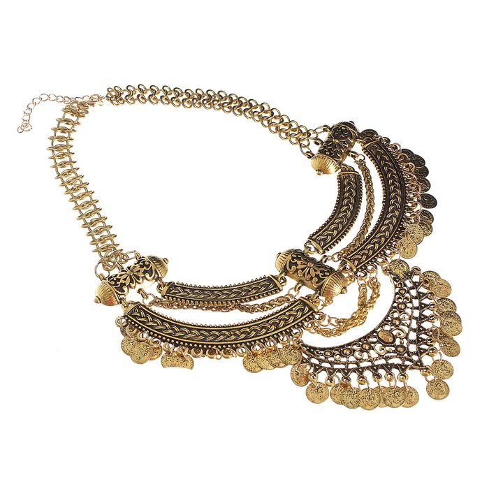 Колье "Эльфийское" плетение, цвет черненое золото