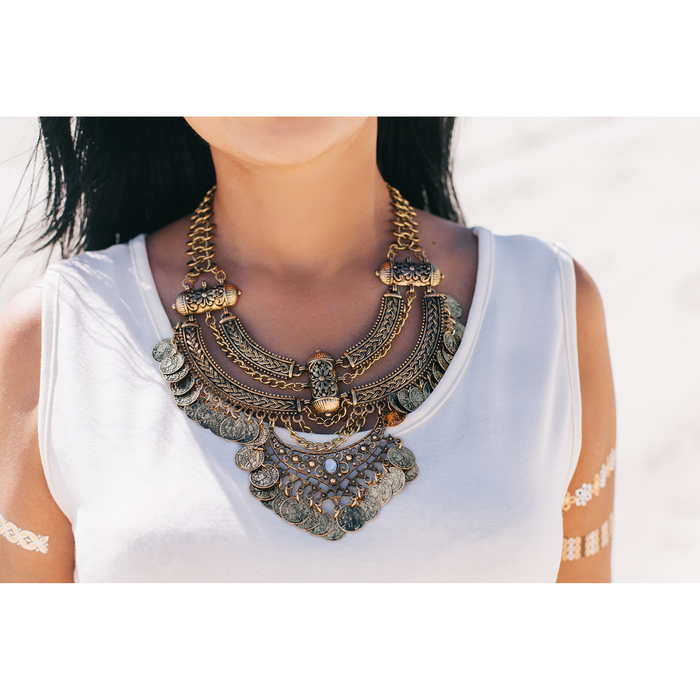 Колье "Эльфийское" плетение, цвет черненое золото