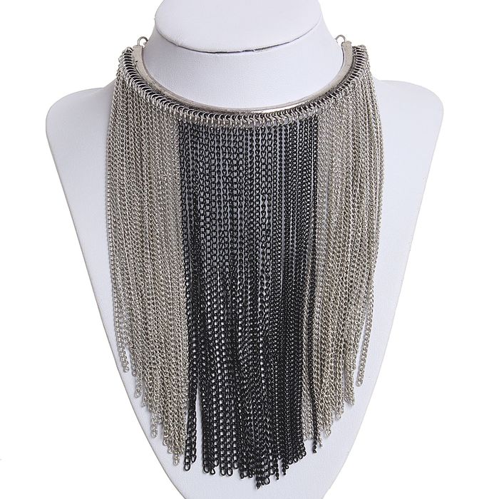 Колье "Эльфийское" цепочки, цвет черный в черненом серебре