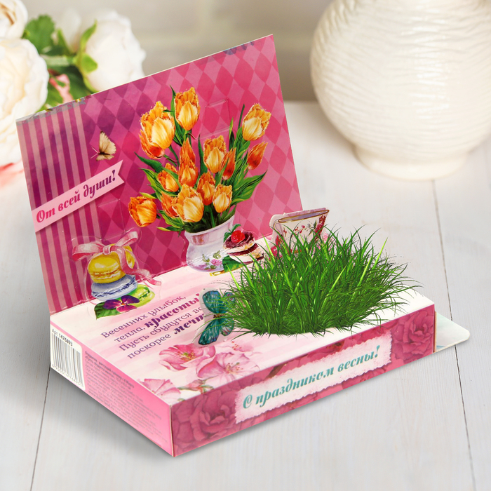 Открытка - растущий сувенир с 8 Марта "Пусть сбудутся мечты"